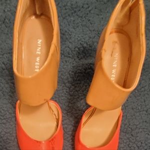 Nine West Tan and Pink Heel Sandals